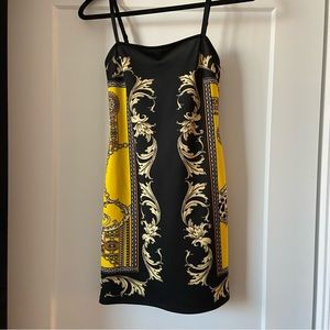 Versace inspired mini dress with straps